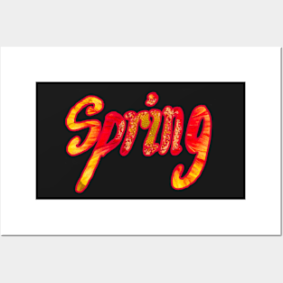 Spring word made of flowers Posters and Art